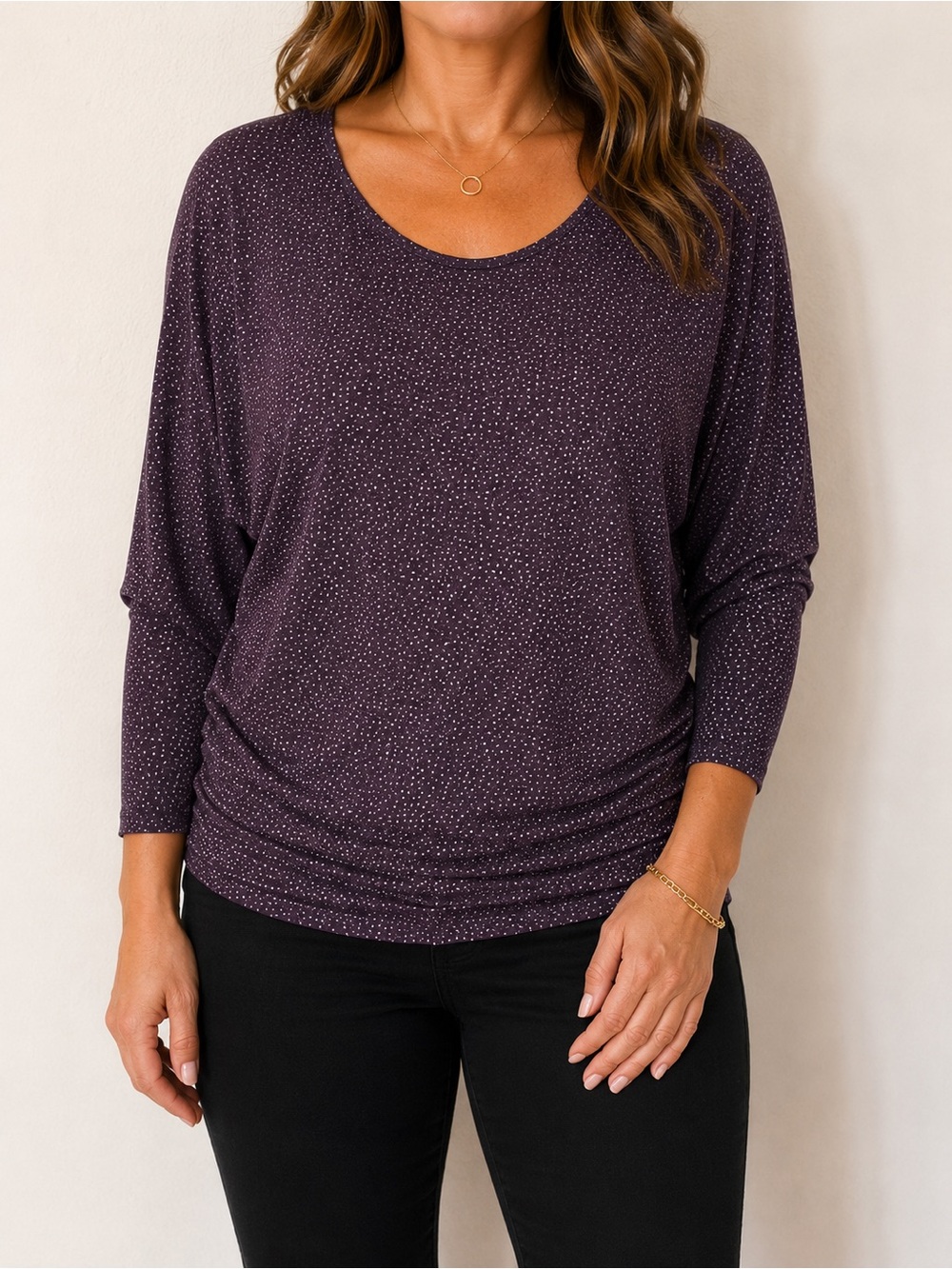 Women's Sparkle Dot Long Sleeve Blouse